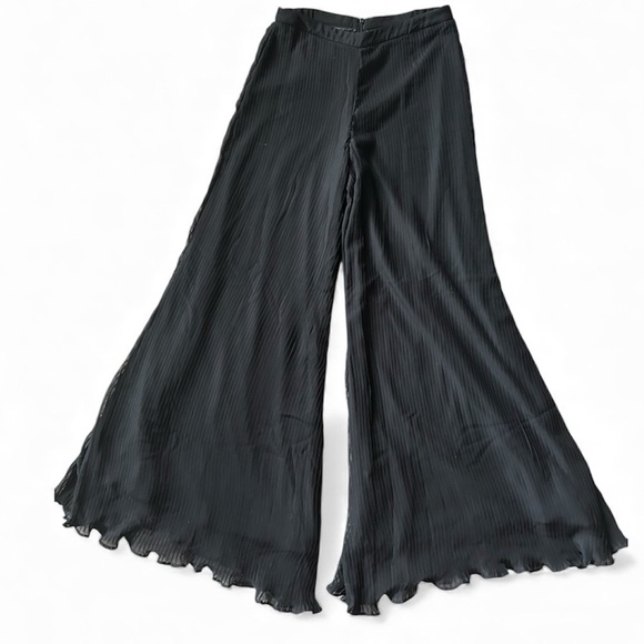 Samuel Dong Pants - Samuel Dong black sheer Palazzo evening wear holiday party pants women’s size s